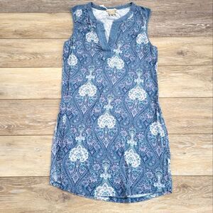 Ink + Ivy blue sleeveless v neck paisley print knee length dress size Medium